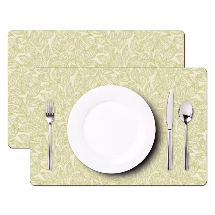 Tischset - 6 Stück - Salbeigrün – Botanisch – Blätter – Handgezeichnet – Muster — 2