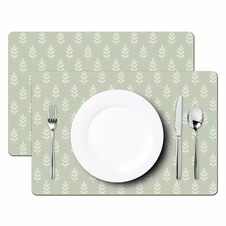 Tischset - 6 Stück - Salbeigrün – Botanisch – Zweige – Minimalistisch – Muster — 2