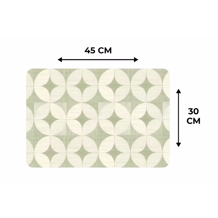 Tischset - 6 Stück - Salbeigrün – Geometrisch – Retro – Mid-Century – Muster — 3