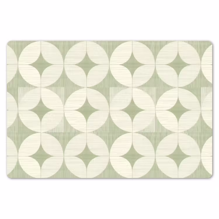 Tischset - 6 Stück - Salbeigrün – Geometrisch – Retro – Mid-Century – Muster — 6