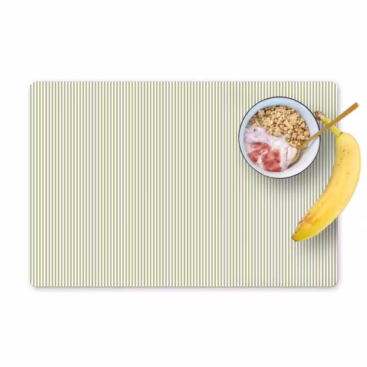 Tischset - 6 Stück - Salbeigrün – Streifen – Minimalistisch – Muster — 1
