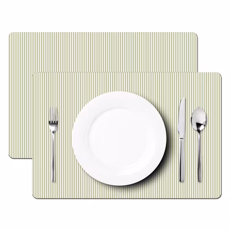 Tischset - 6 Stück - Salbeigrün – Streifen – Minimalistisch – Muster — 2
