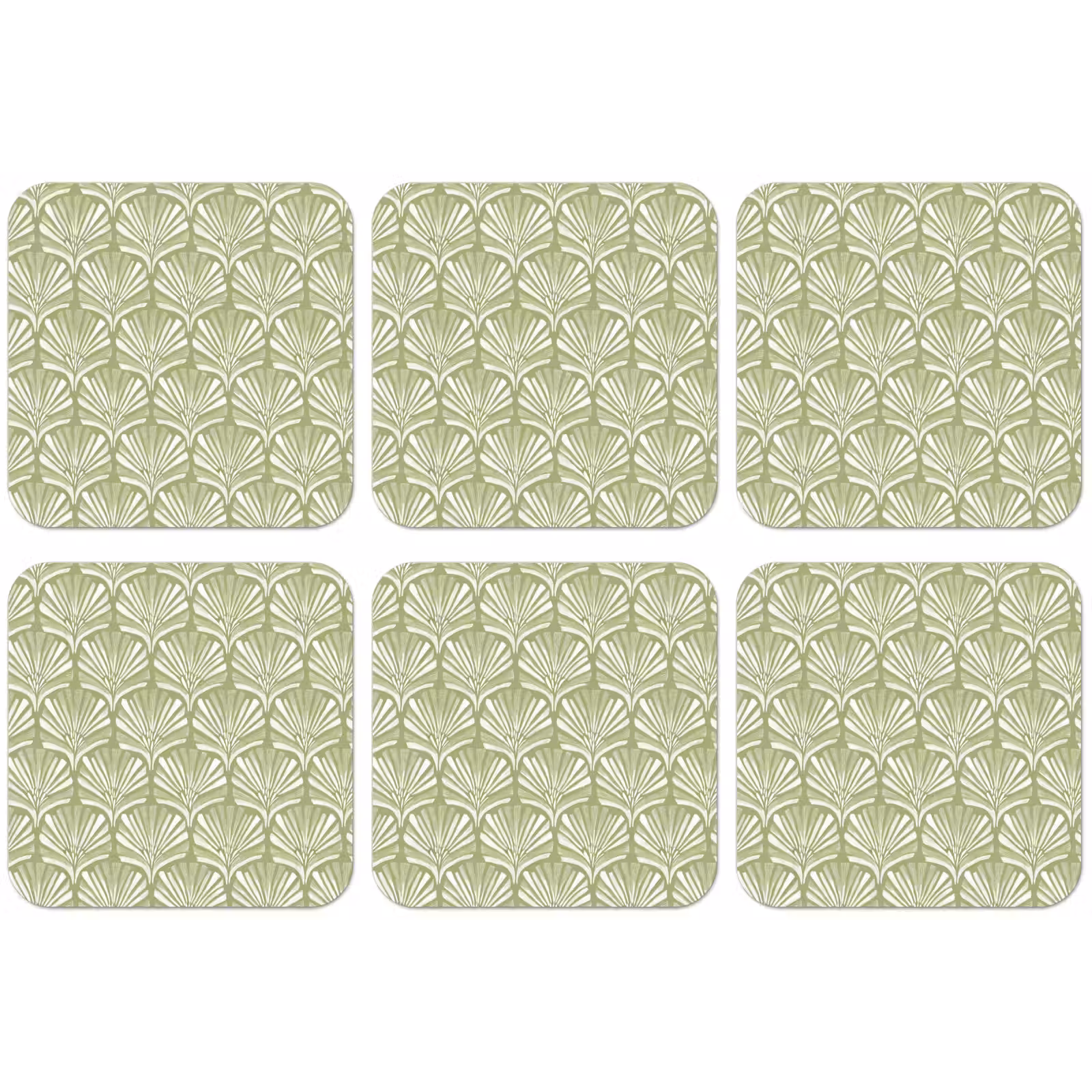 Untersetzer - Salbeigrün – Ginkgo Biloba – Fächer – Muster — 1