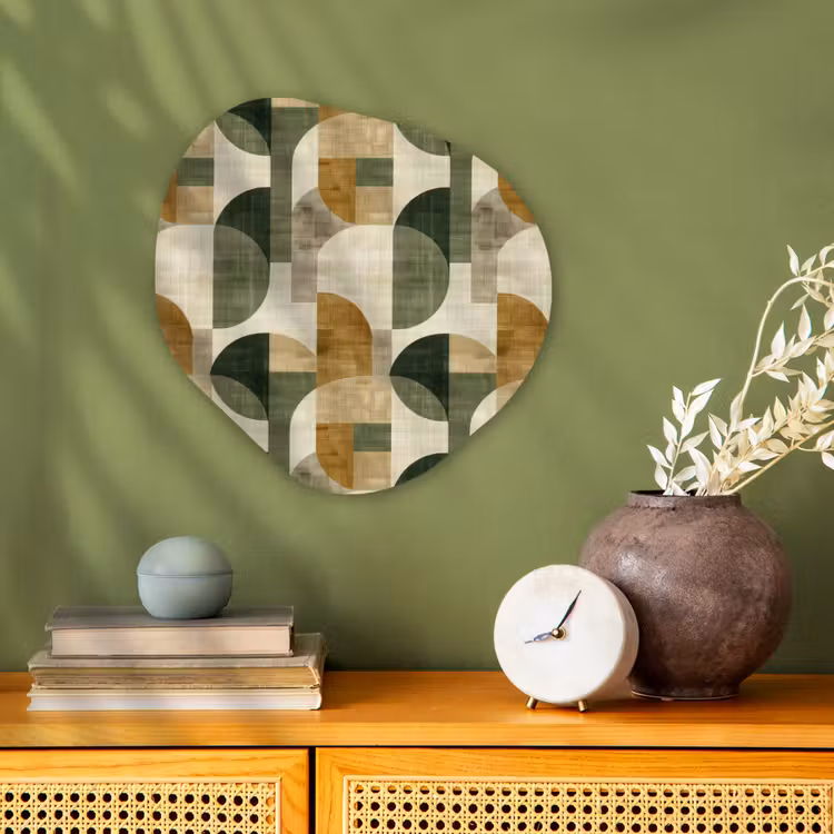 Forexbild Organische Form - Olivgrün – Geometrisch – Abstrakt – Mid-Century – Leinen – Muster — 2