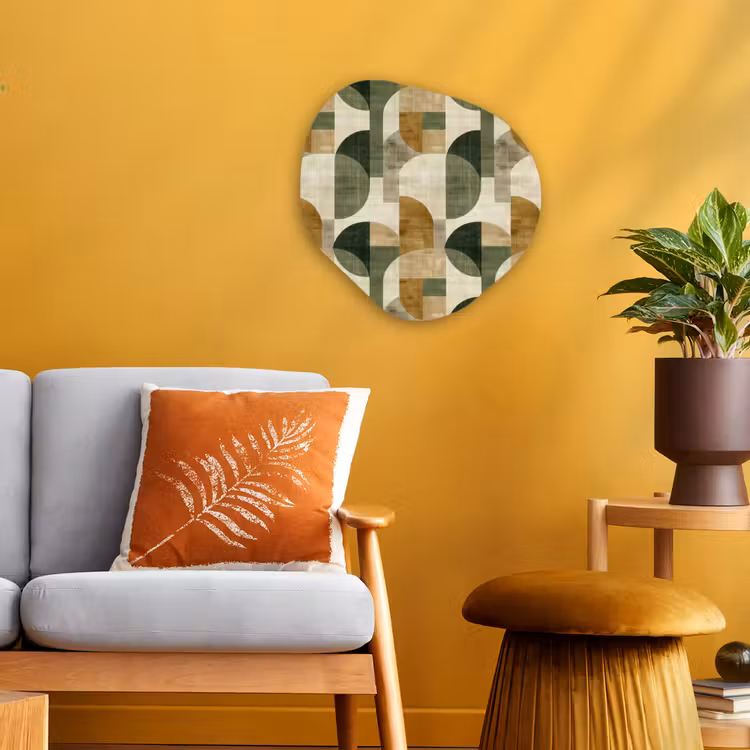 Forexbild Organische Form - Olivgrün – Geometrisch – Abstrakt – Mid-Century – Leinen – Muster — 3