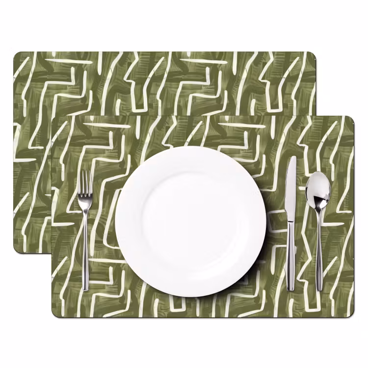 Tischset - 6 Stück - Grün – Abstrakt – Pinselstriche – Muster — 2