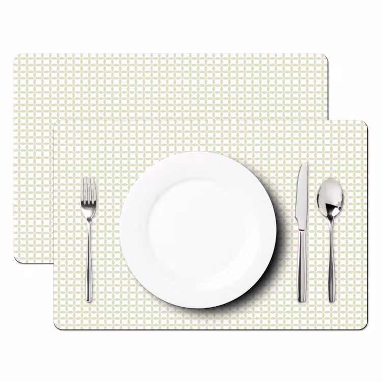 Tischset - 6 Stück - Salbeigrün – Geometrisch – Kreise – Muster — 2