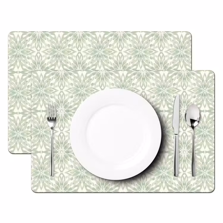 Tischset - 6 Stück - Salbeigrün – Symmetrisch – Mandala – Ornament – Muster — 2