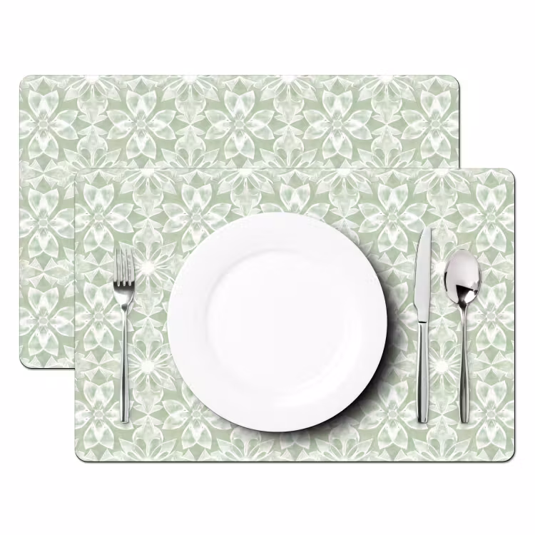 Tischset - 6 Stück - Salbeigrün – Symmetrisch – Mandala – Ornament – Muster — 2