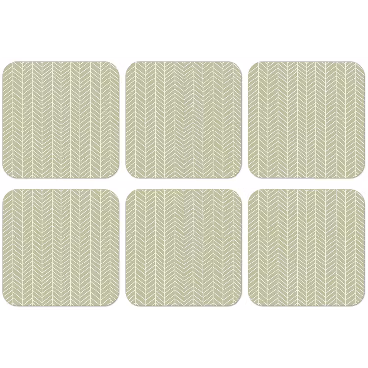 Untersetzer - Salbeigrün – Fischgrät – Geometrisch – Muster — 1