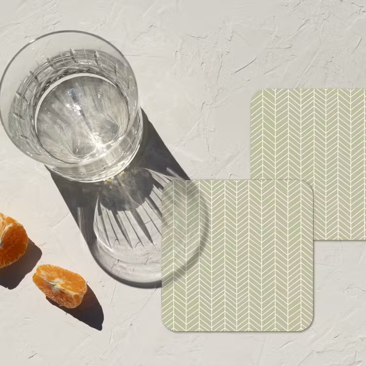 Untersetzer - Salbeigrün – Fischgrät – Geometrisch – Muster — 2