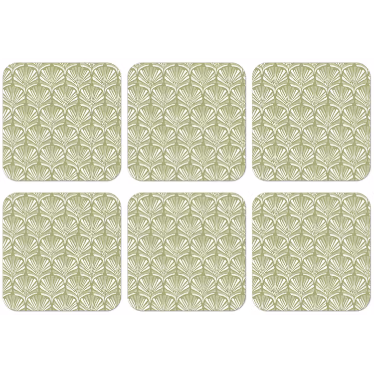 Untersetzer - Salbeigrün – Ginkgo Biloba – Fächer – Muster — 1