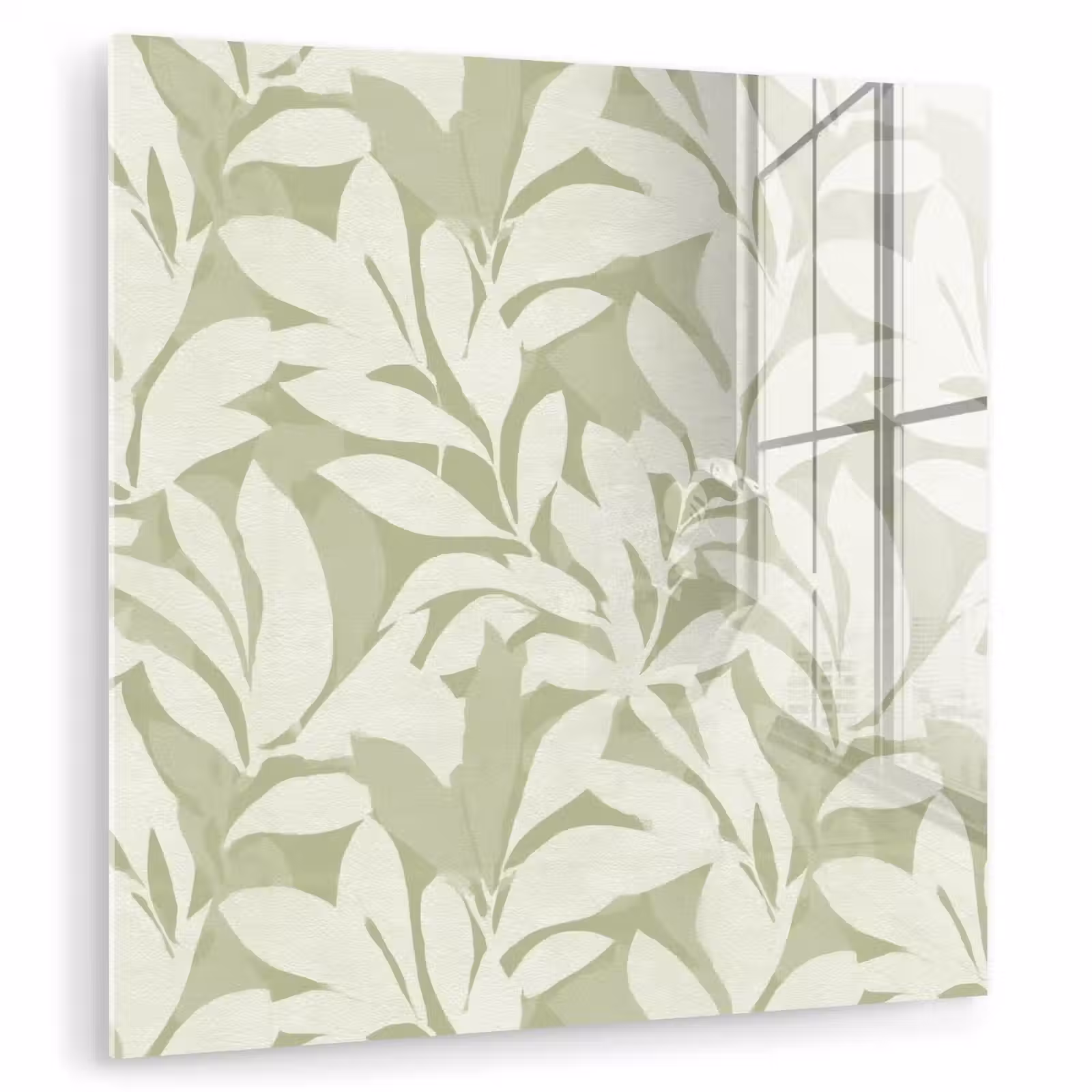 Glasbild - Salbeigrün – Botanisch – Minimalistisch – Muster — 1