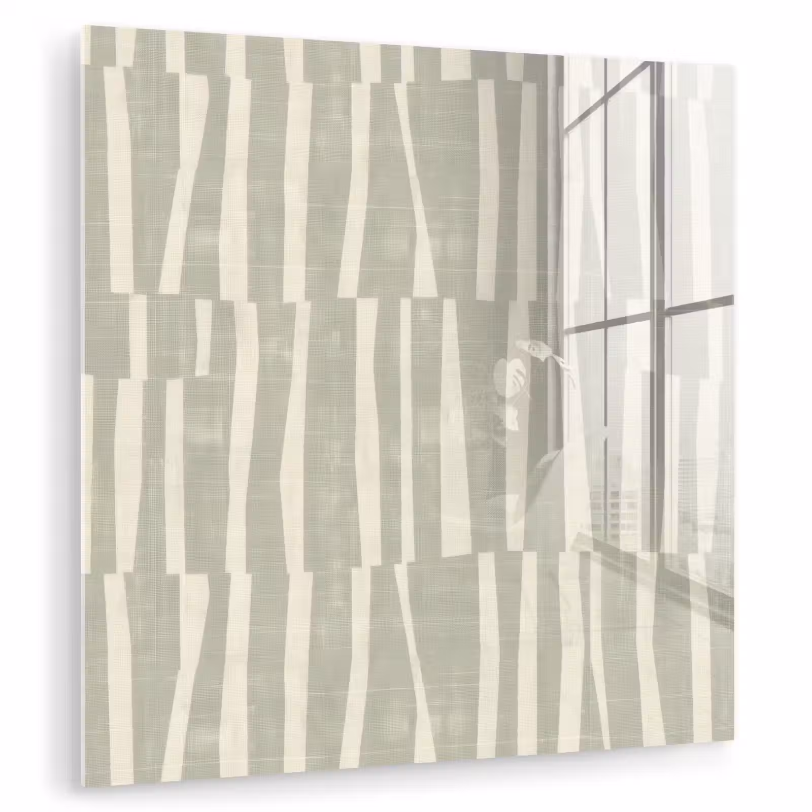 Glasbild - Salbeigrün – Streifen – Geometrisch – Textur – Muster — 1