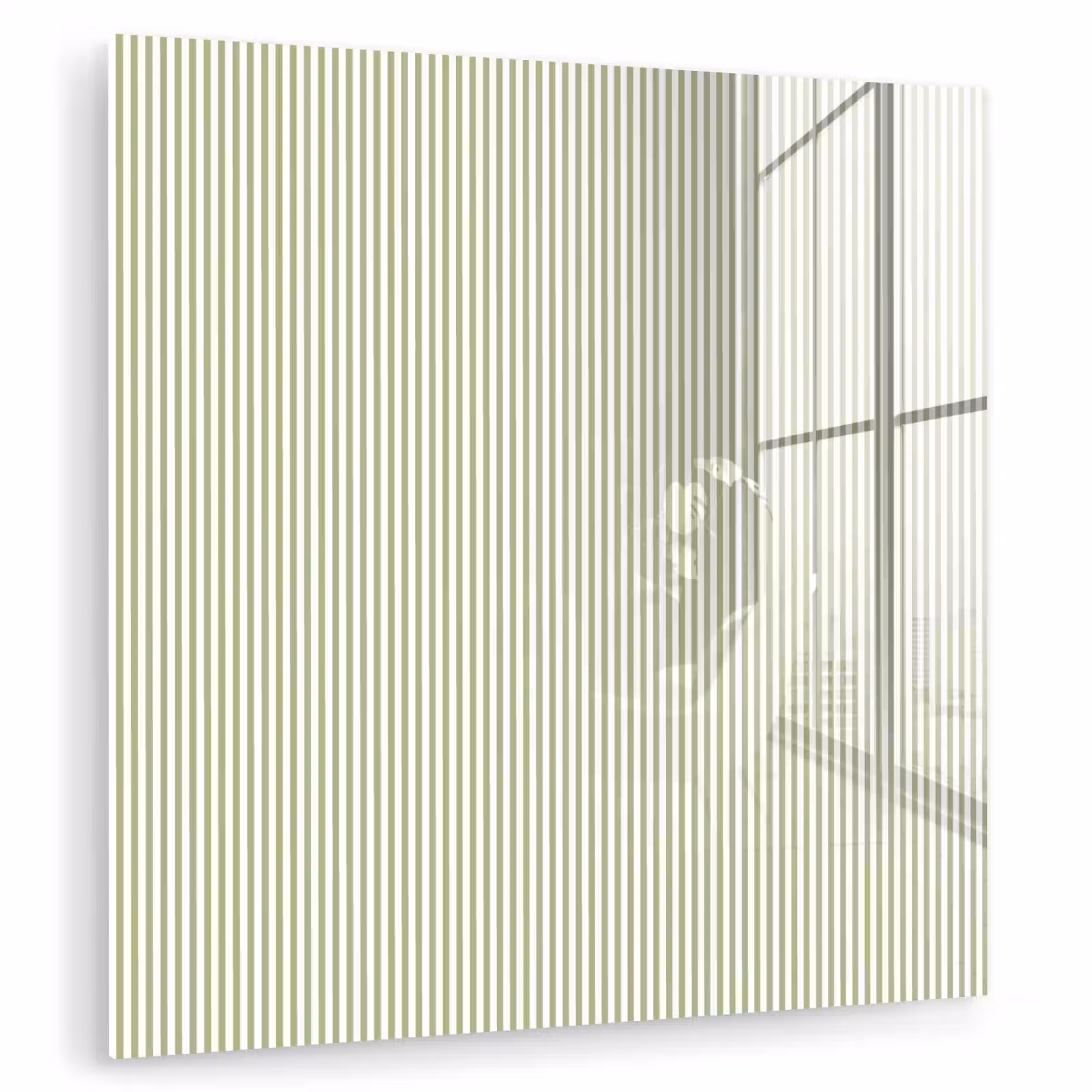 Glasbild - Salbeigrün – Streifen – Minimalistisch – Muster — 1