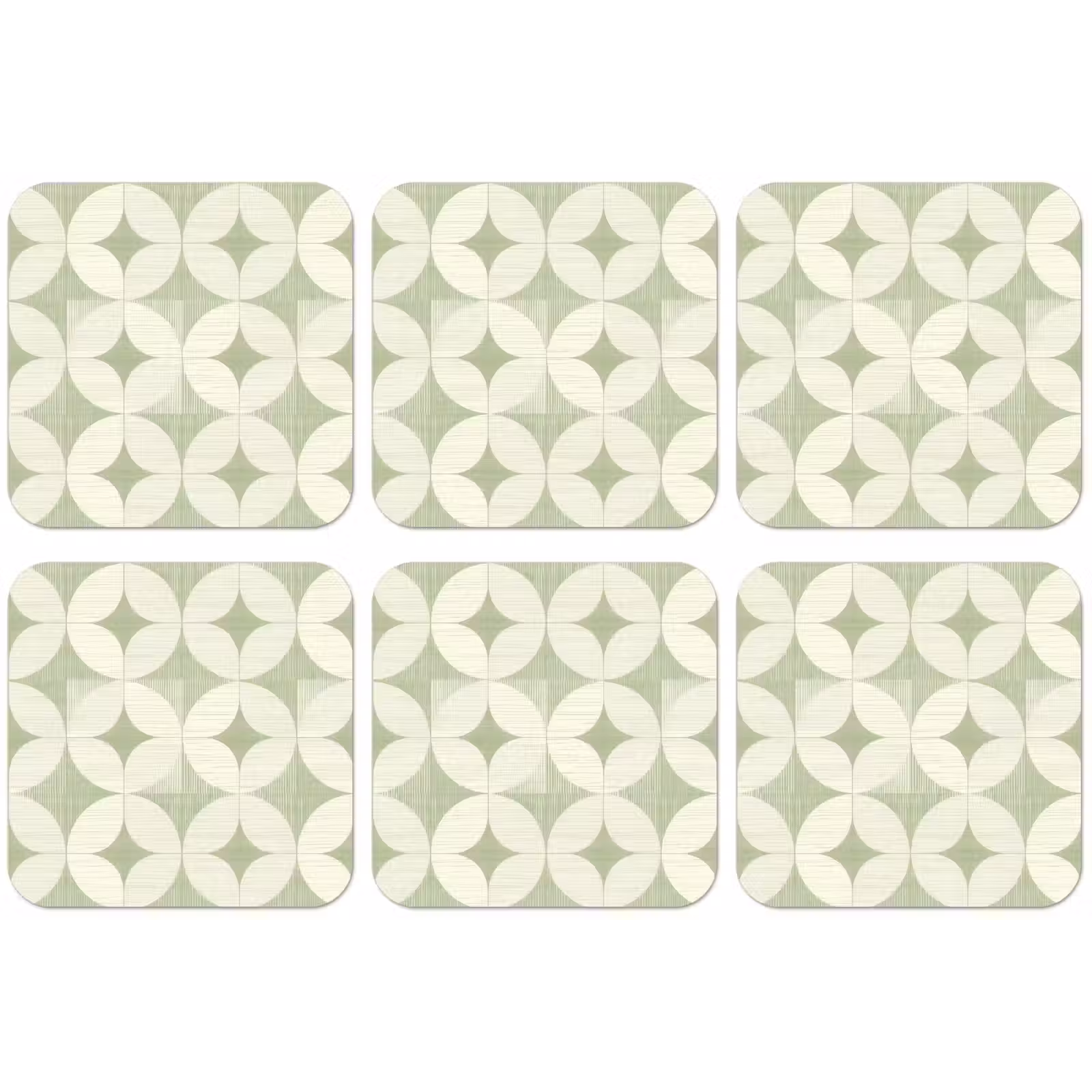 Untersetzer - Salbeigrün – Geometrisch – Retro – Mid-Century – Muster — 1