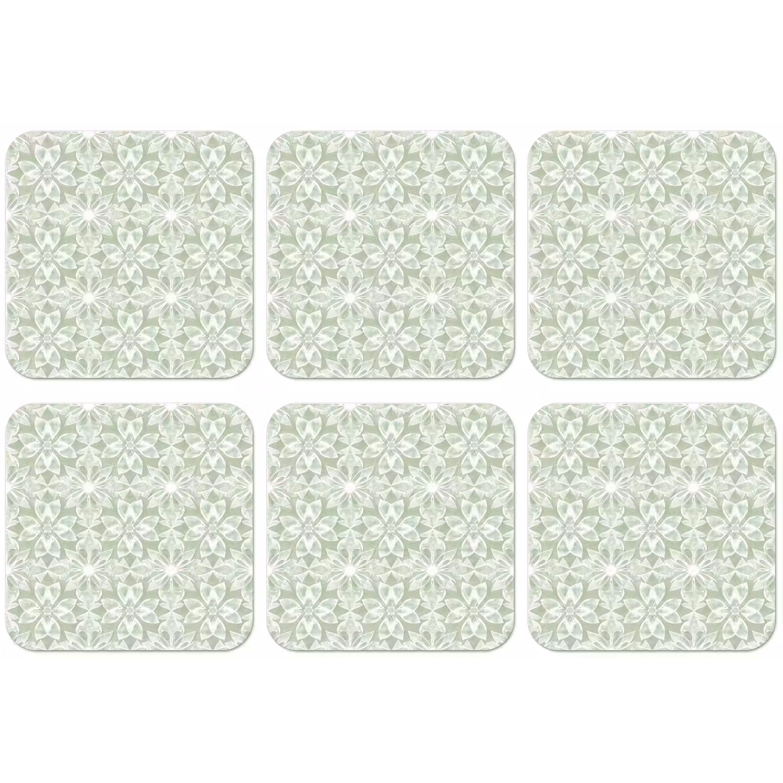 Untersetzer - Salbeigrün – Symmetrisch – Mandala – Ornament – Muster — 1