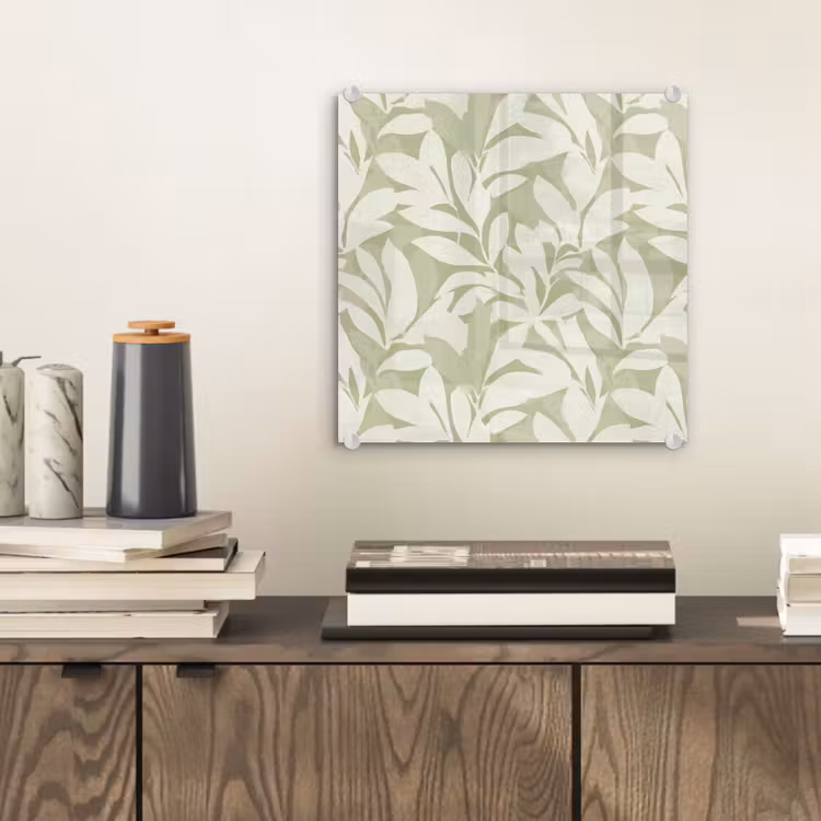 Glasbild - Salbeigrün – Botanisch – Minimalistisch – Muster — 2