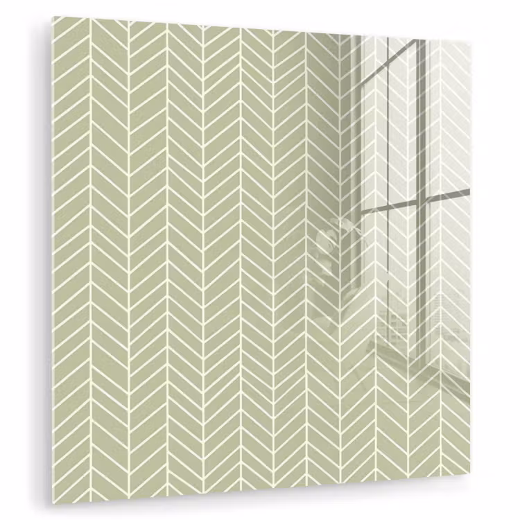 Glasbild - Salbeigrün – Fischgrät – Geometrisch – Muster — 1