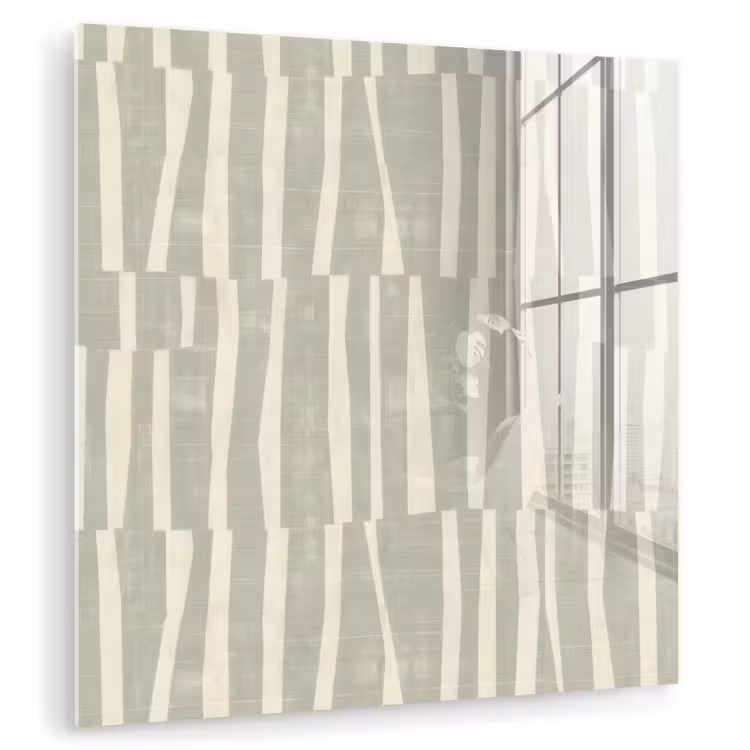 Glasbild - Salbeigrün – Streifen – Geometrisch – Textur – Muster — 1