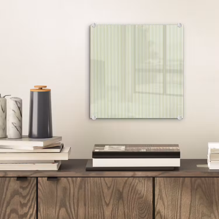 Glasbild - Salbeigrün – Streifen – Minimalistisch – Muster — 2