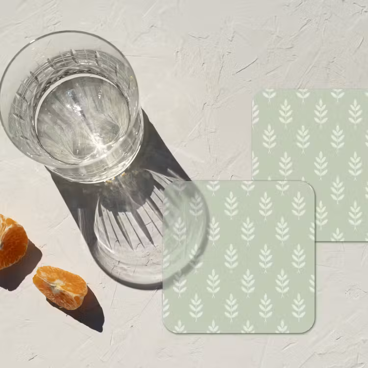 Untersetzer - Salbeigrün – Botanisch – Zweige – Minimalistisch – Muster — 2