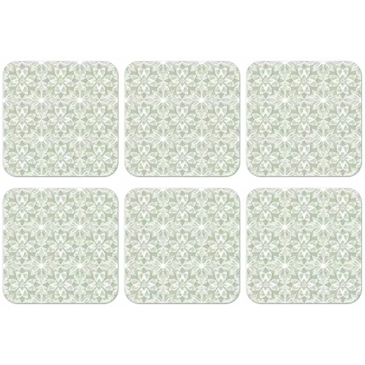 Untersetzer - Salbeigrün – Symmetrisch – Mandala – Ornament – Muster — 1