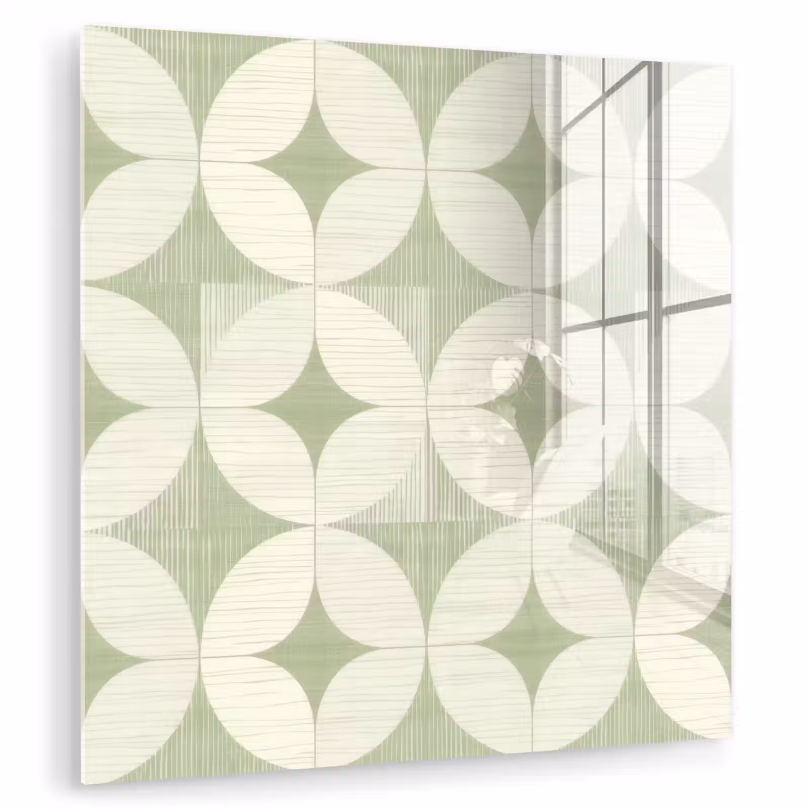 Glasbild - Salbeigrün – Geometrisch – Retro – Mid-Century – Muster — 1