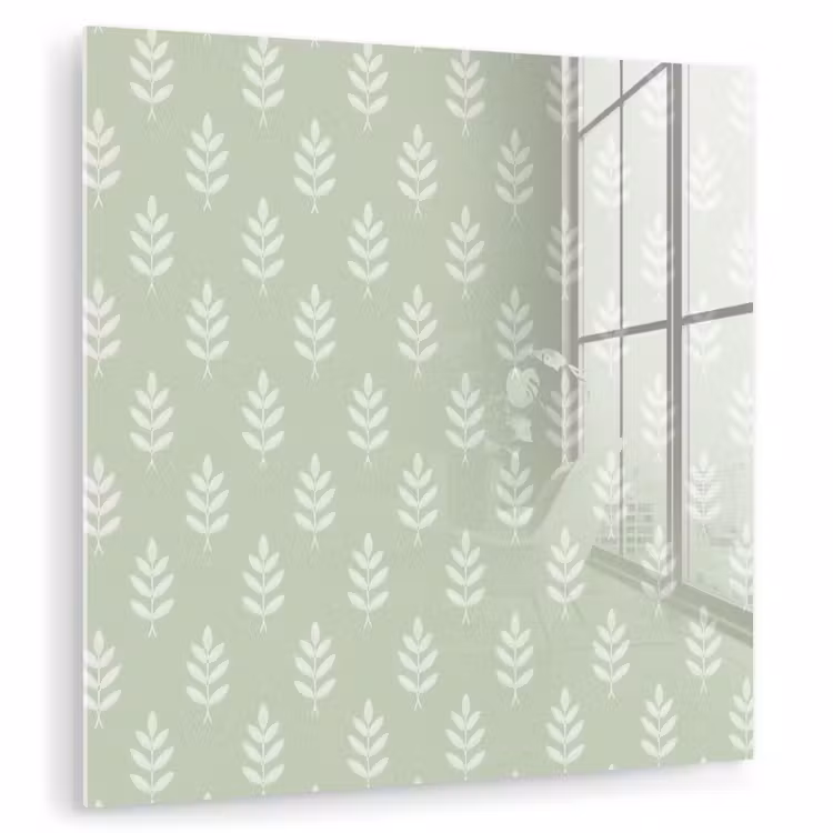 Glasbild - Salbeigrün – Botanisch – Zweige – Minimalistisch – Muster — 1