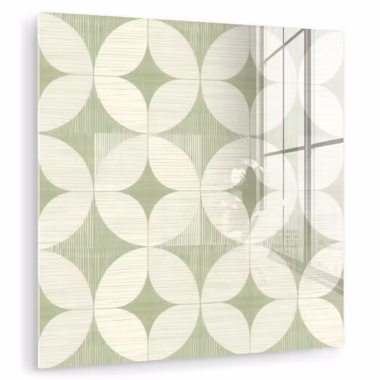 Glasbild - Salbeigrün – Geometrisch – Retro – Mid-Century – Muster — 1