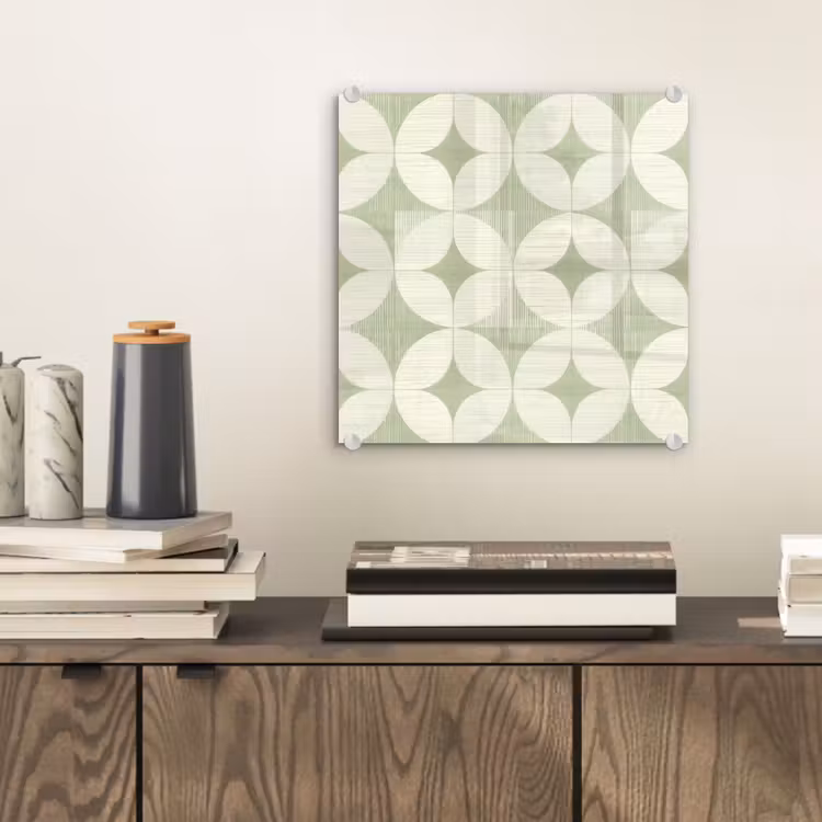 Glasbild - Salbeigrün – Geometrisch – Retro – Mid-Century – Muster — 2