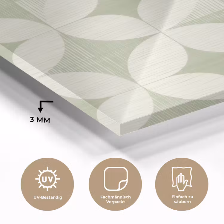 Glasbild - Salbeigrün – Geometrisch – Retro – Mid-Century – Muster — 3