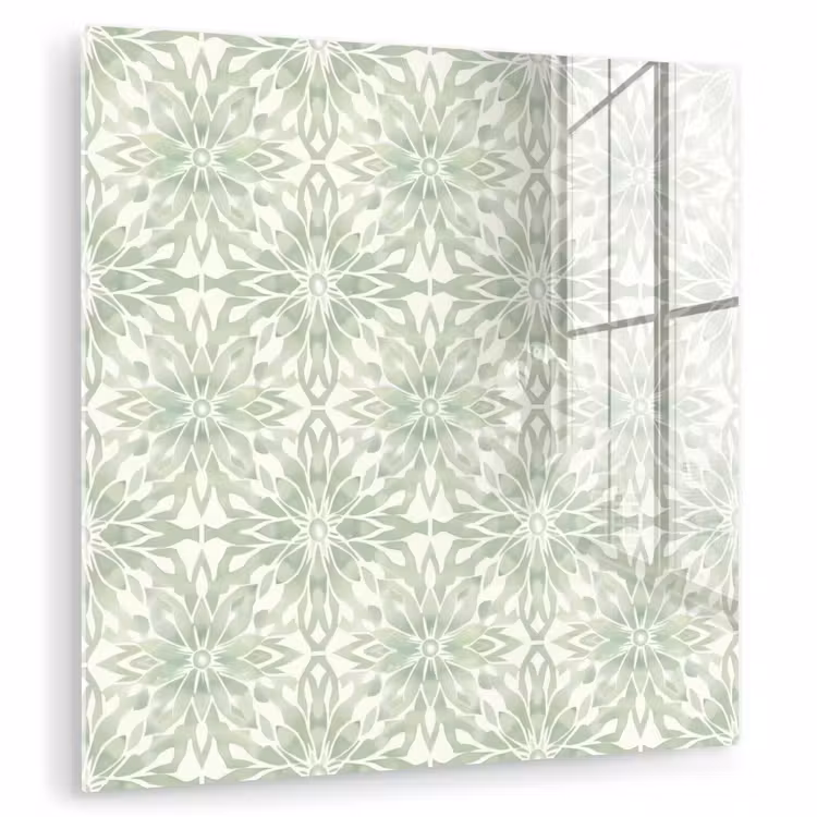 Glasbild - Salbeigrün – Symmetrisch – Mandala – Ornament – Muster — 1