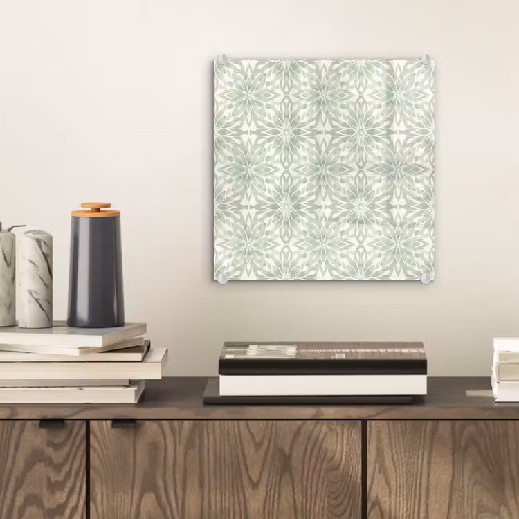 Glasbild - Salbeigrün – Symmetrisch – Mandala – Ornament – Muster — 2