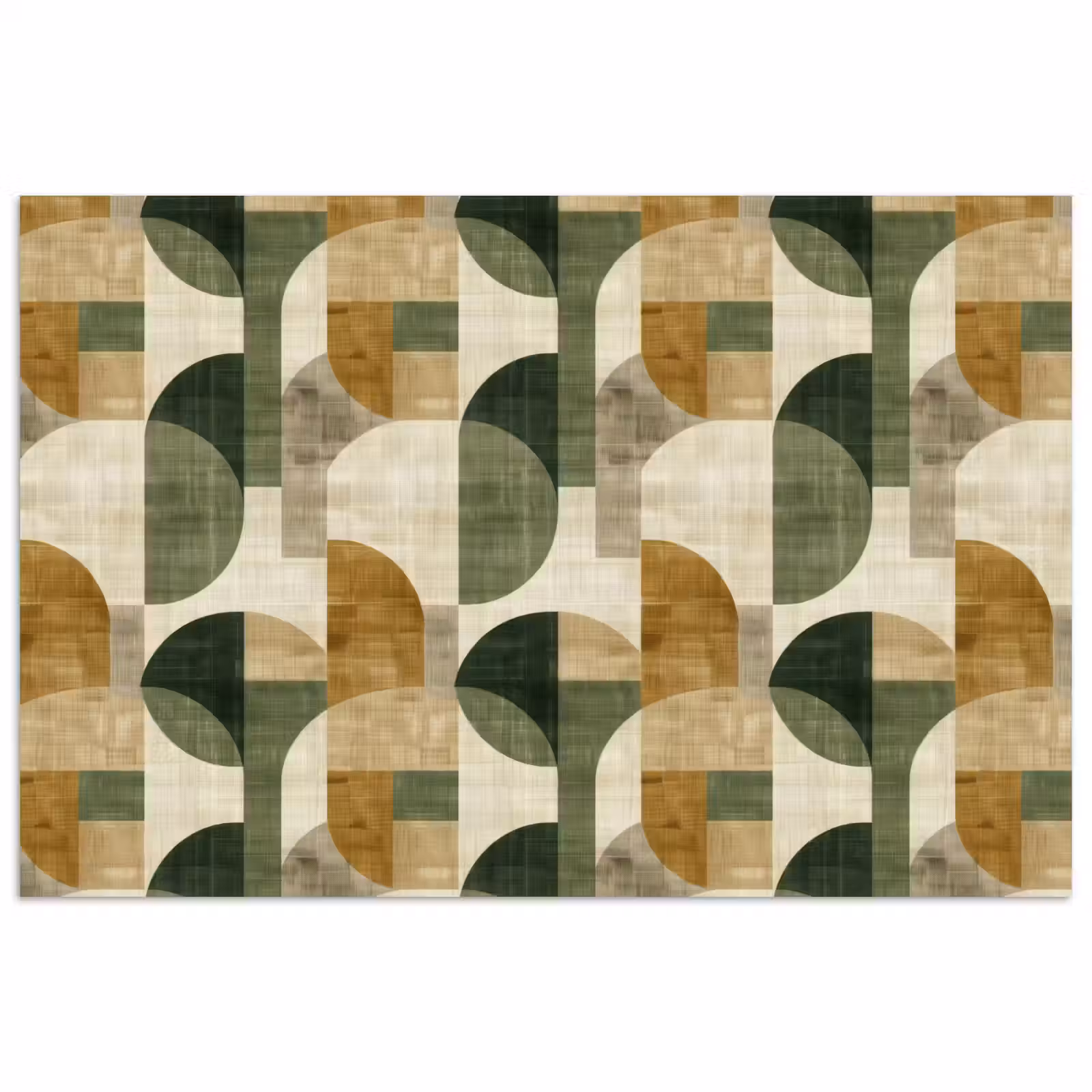Poster - Olivgrün – Geometrisch – Abstrakt – Mid-Century – Leinen – Muster — 1