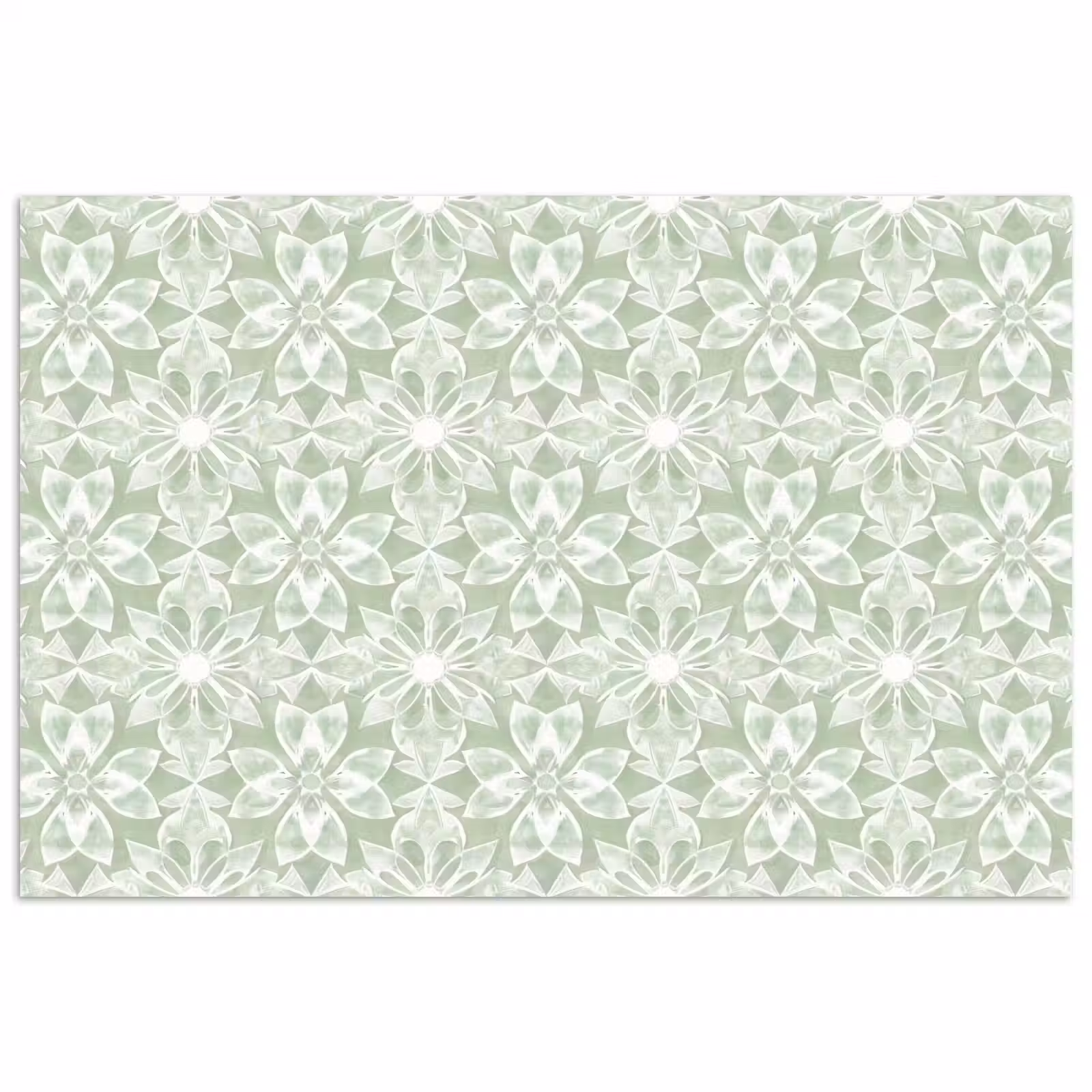Poster - Salbeigrün – Symmetrisch – Mandala – Ornament – Muster — 1