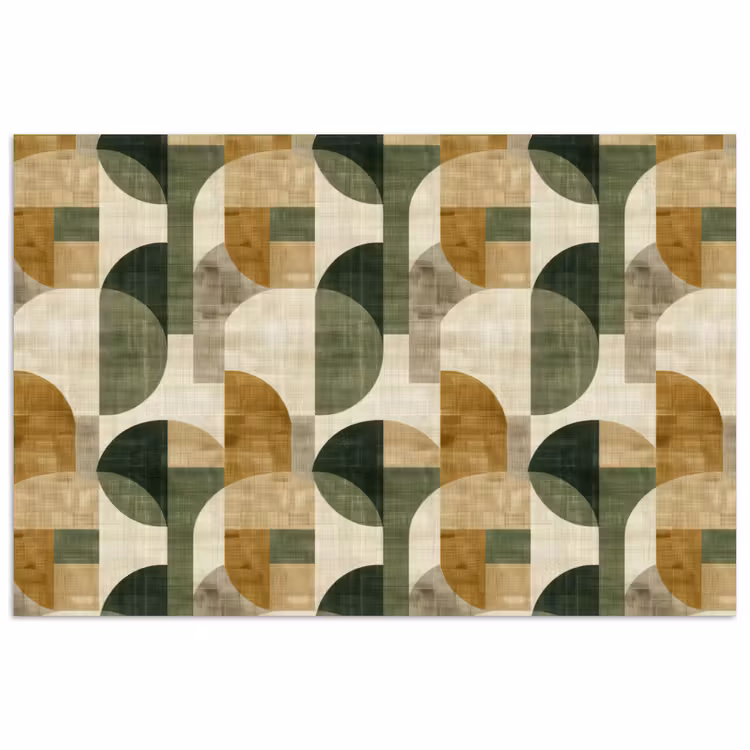 Poster - Olivgrün – Geometrisch – Abstrakt – Mid-Century – Leinen – Muster — 1