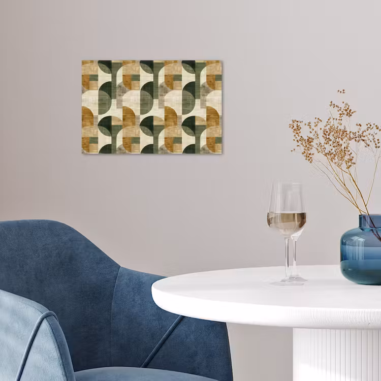 Poster - Olivgrün – Geometrisch – Abstrakt – Mid-Century – Leinen – Muster — 4