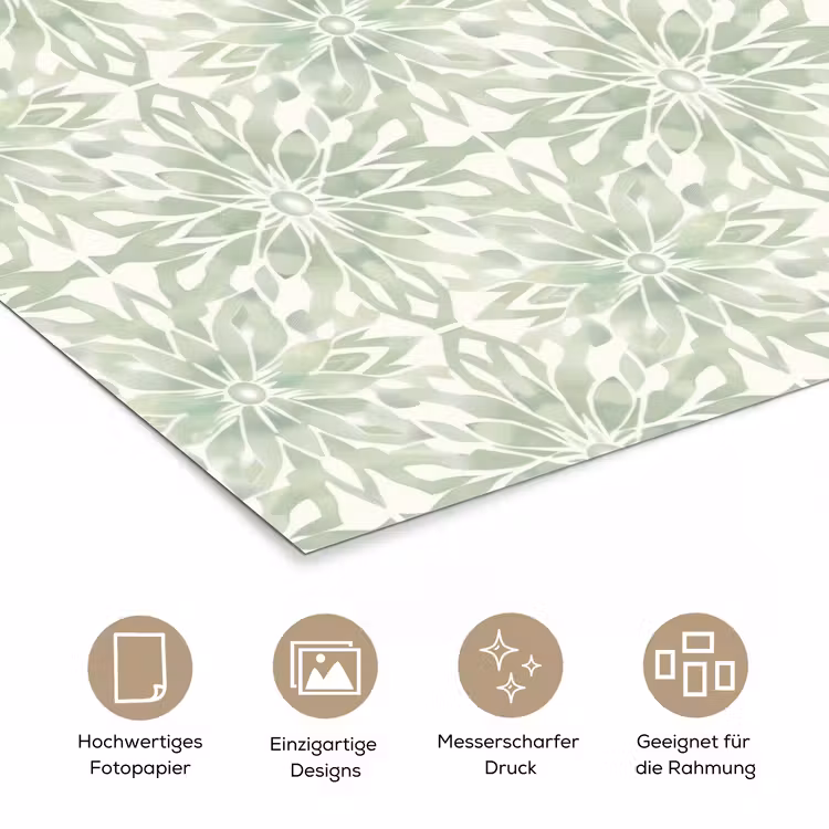 Poster - Salbeigrün – Symmetrisch – Mandala – Ornament – Muster — 5