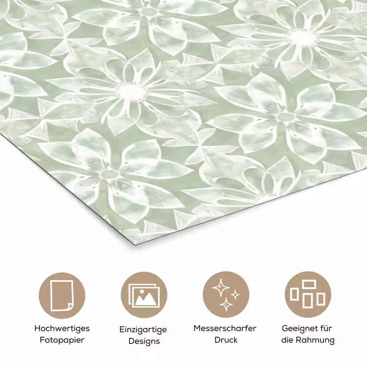 Poster - Salbeigrün – Symmetrisch – Mandala – Ornament – Muster — 5