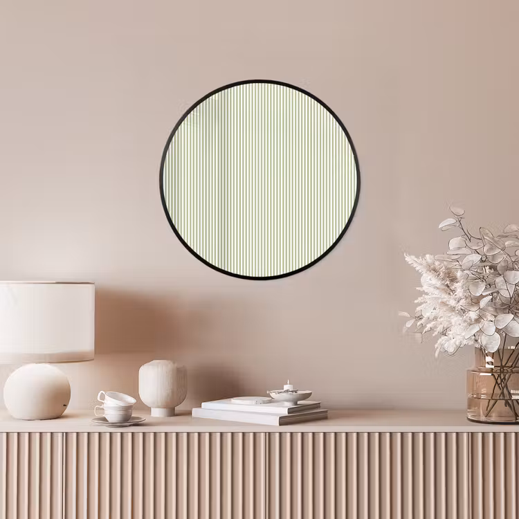Poster im Rahmen Rund - Salbeigrün – Streifen – Minimalistisch – Muster — 5