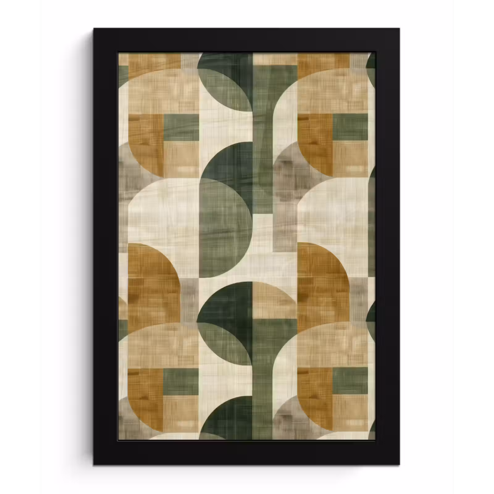 Bilder mit Rahmen - Olivgrün – Geometrisch – Abstrakt – Mid-Century – Leinen – Muster — 1
