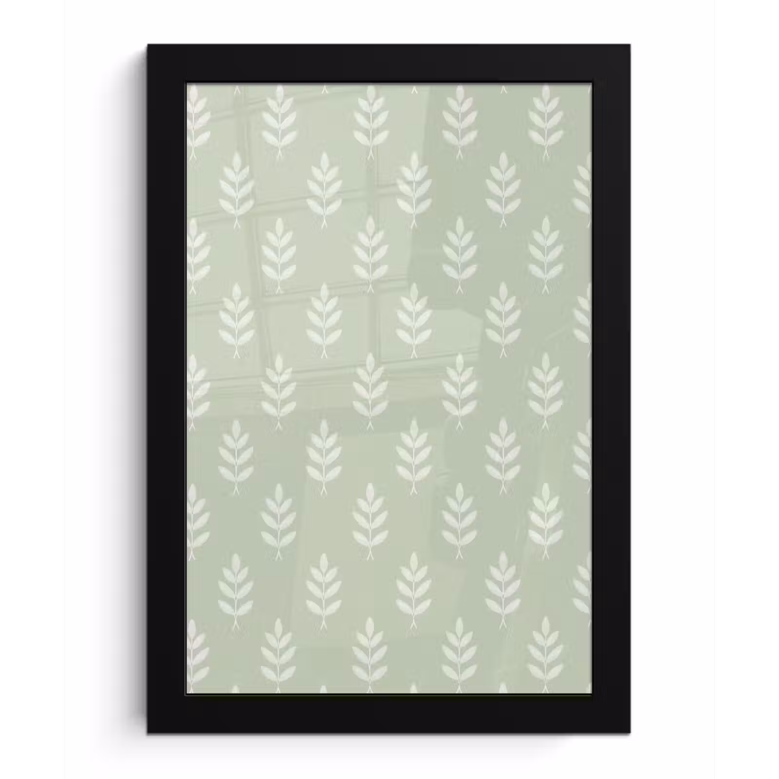Bilder mit Rahmen - Salbeigrün – Botanisch – Zweige – Minimalistisch – Muster — 1