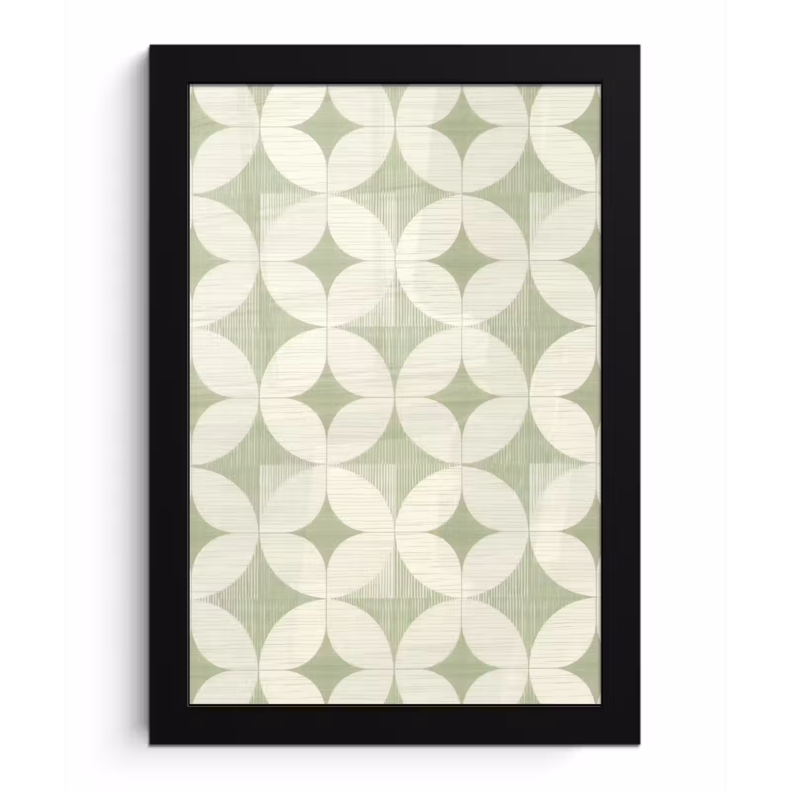 Bilder mit Rahmen - Salbeigrün – Geometrisch – Retro – Mid-Century – Muster — 1
