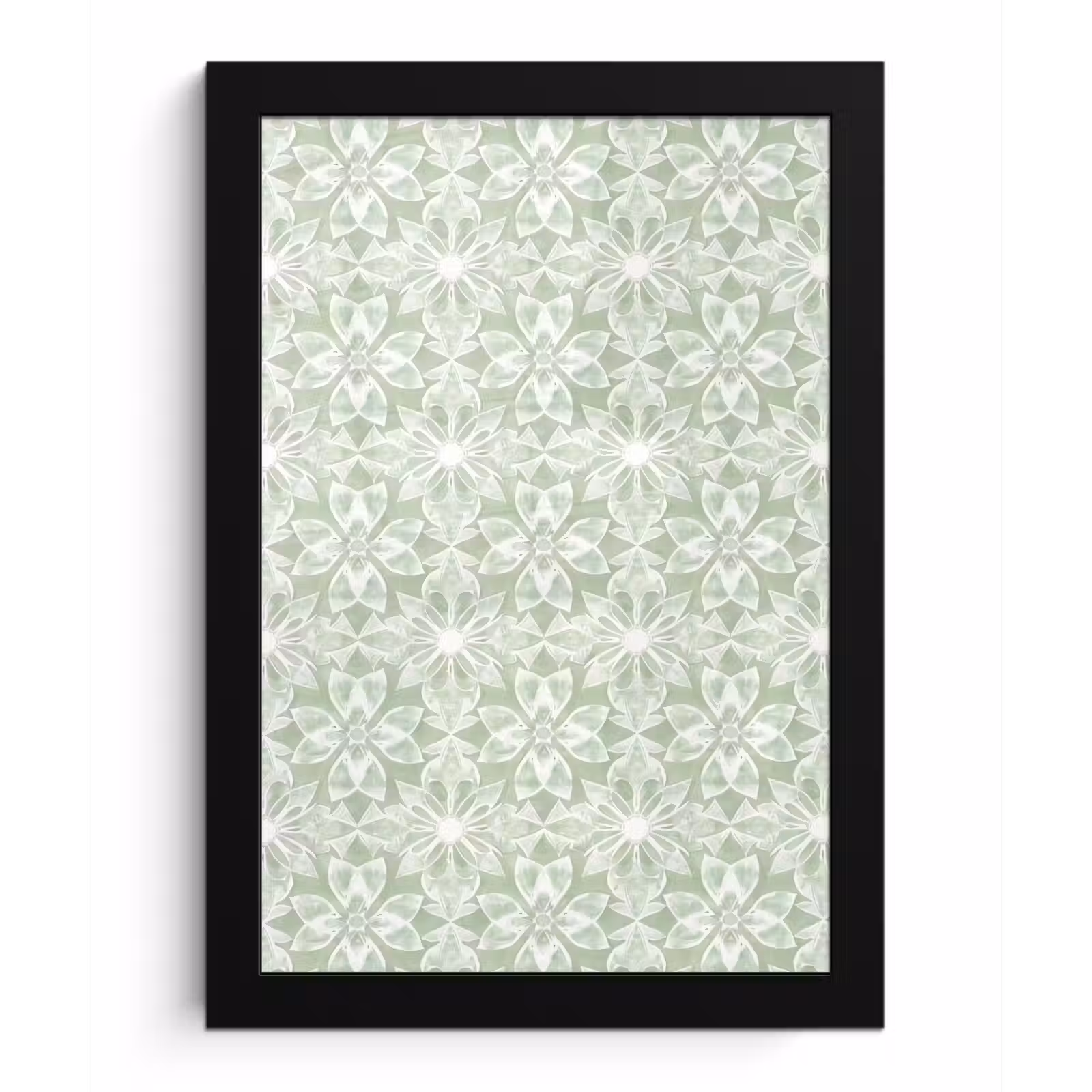 Bilder mit Rahmen - Salbeigrün – Symmetrisch – Mandala – Ornament – Muster — 1