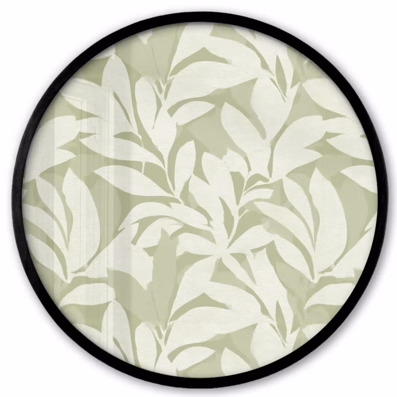 Poster im Rahmen Rund - Salbeigrün – Botanisch – Minimalistisch – Muster — 1