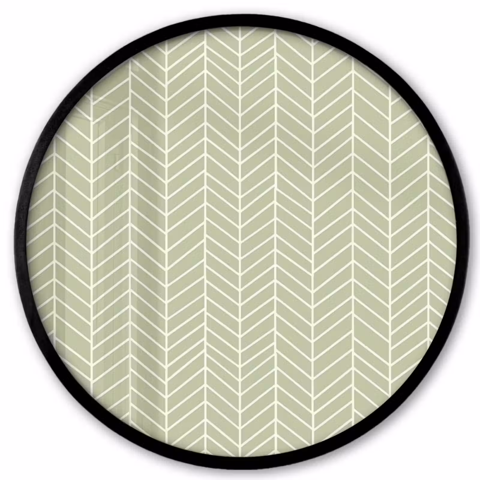 Poster im Rahmen Rund - Salbeigrün – Fischgrät – Geometrisch – Muster — 1