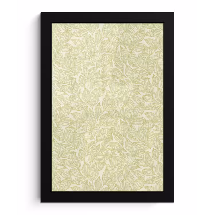 Bilder mit Rahmen - Salbeigrün – Botanisch – Blätter – Handgezeichnet – Muster — 1