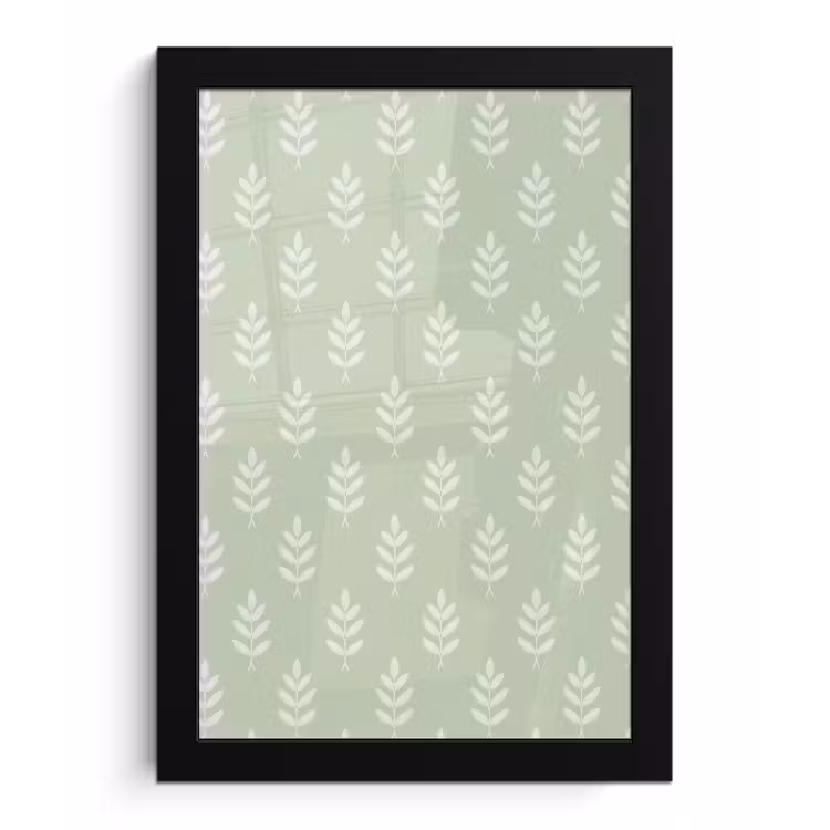 Bilder mit Rahmen - Salbeigrün – Botanisch – Zweige – Minimalistisch – Muster — 1