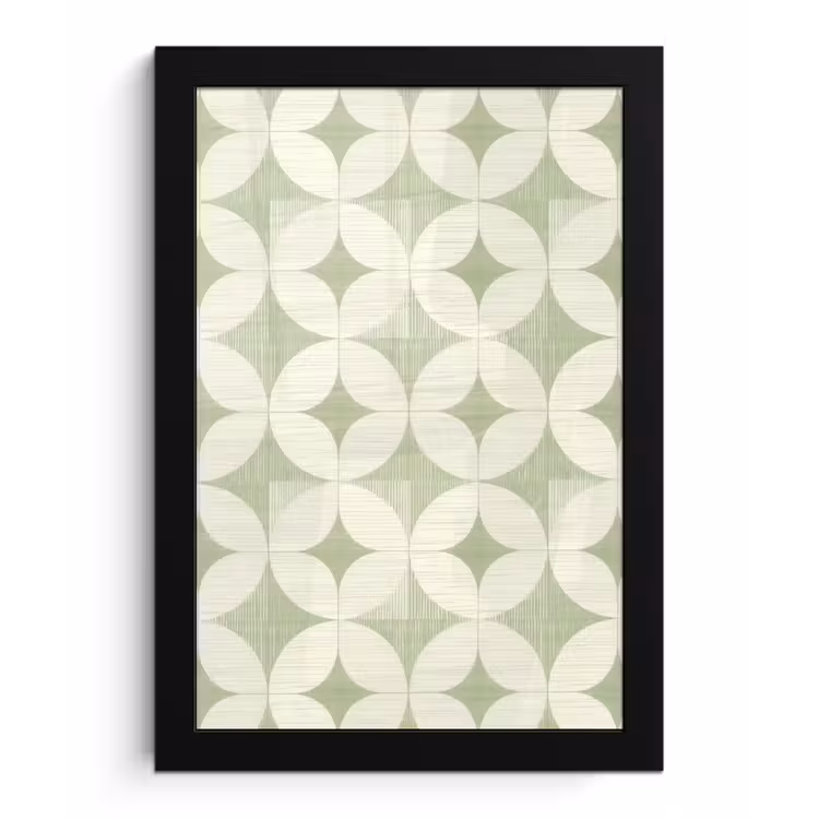Bilder mit Rahmen - Salbeigrün – Geometrisch – Retro – Mid-Century – Muster — 1